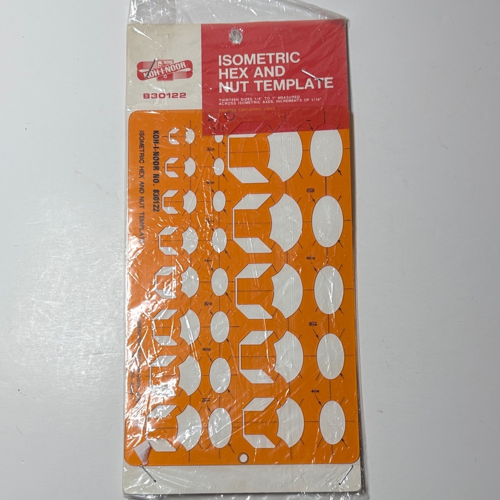 Vintage Koh-I-Noor Isometric Hex and Nut Template 830122